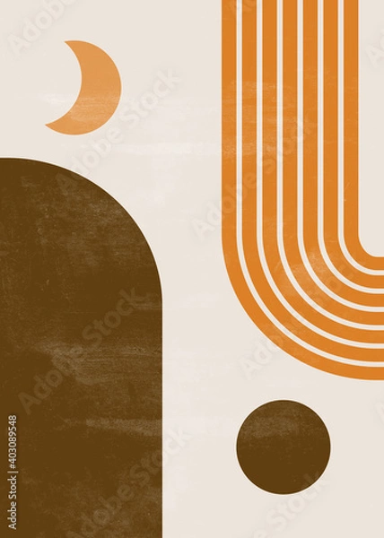 Fototapeta Abstract sun moon print boho minimalist printable wall art geometric abstract