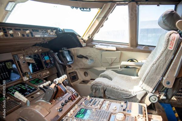 Fototapeta The Pilot cockpit interior view