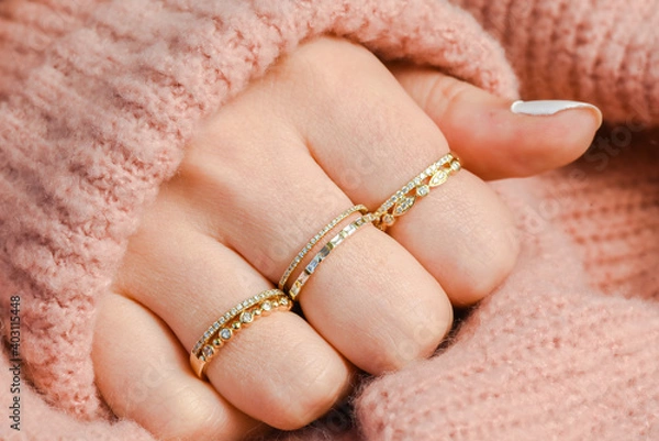 Obraz Hand with stackable rings and sweater