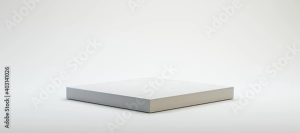 Fototapeta square white pedestal in front of white background