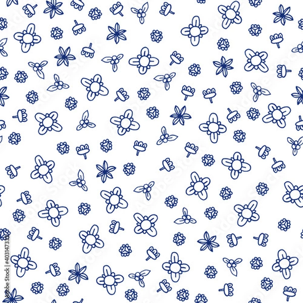 Fototapeta Seamless monochrome pattern of doodle elements