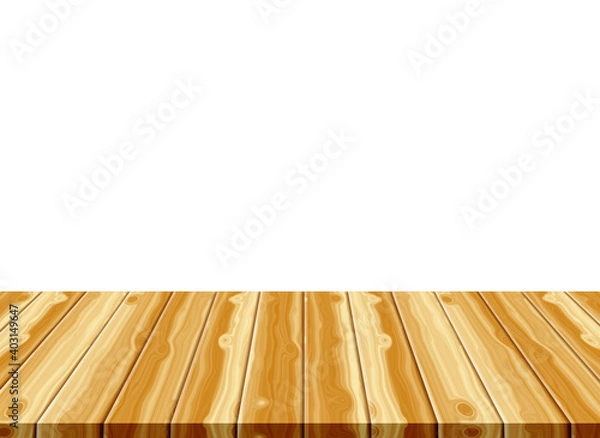 Fototapeta Empty wooden table  isolated on white background, used for display your products.