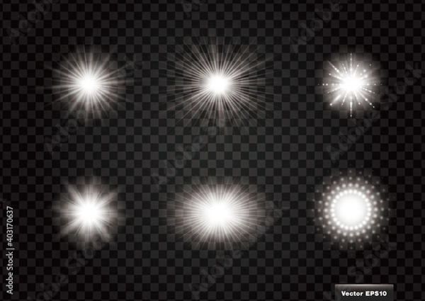 Fototapeta サンバースト、光、フラッシュ グラフィック、ベクター素材 6種類セット