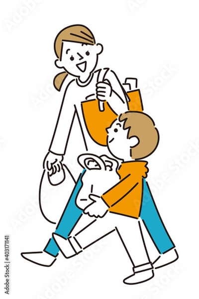 Obraz 母親と買い物をする男の子