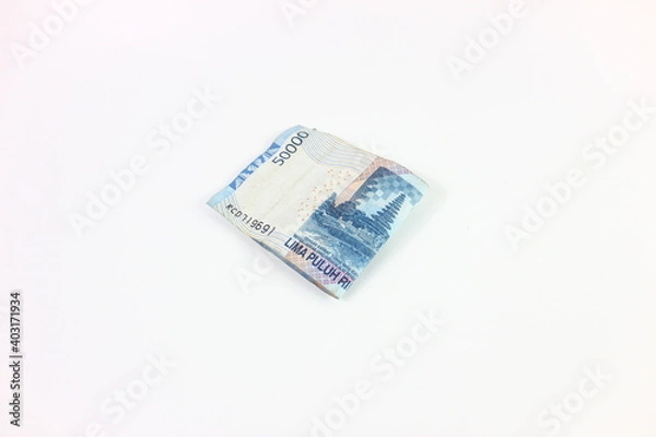 Fototapeta fifthy thousand rupiah in white background