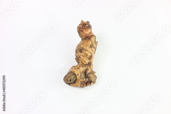 Fototapeta garlic, lime and ginger in white background