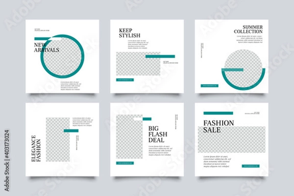 Fototapeta 6 fashion social media post template. modern promotion square web banner for social media.
