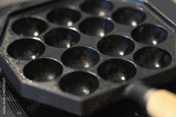 Fototapeta タネを待つたこ焼きプレート