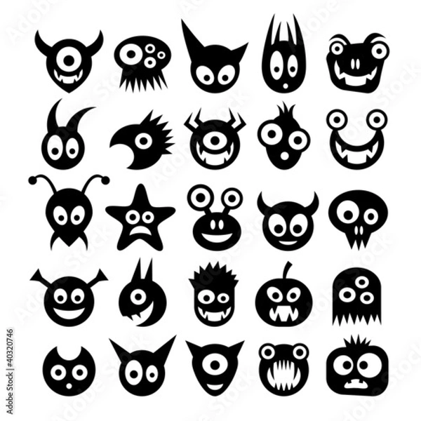 Fototapeta Set of funny monster icons.