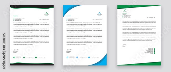 Fototapeta Business style letterhead template design for project with standard sizes.