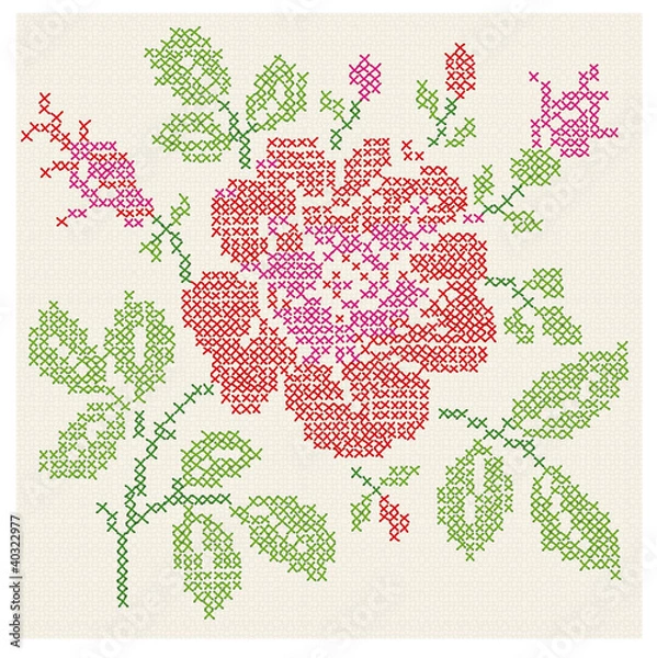 Fototapeta Cross stitch rose