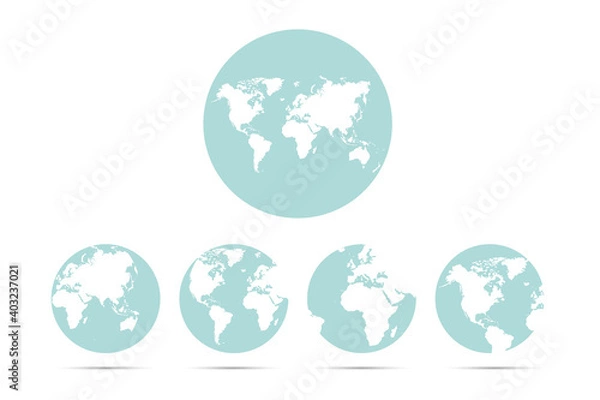 Obraz Globe earth vector icons set, planet Earth icon. Differents style of planets, Flat planet Earth icon.