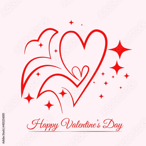 Fototapeta minimal line heart background with sparkling shape for valentine