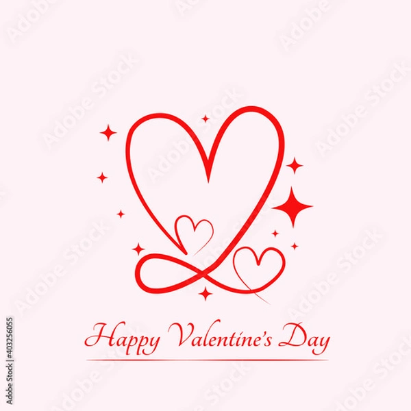 Fototapeta minimal line heart with sparkling shape for valentine's day