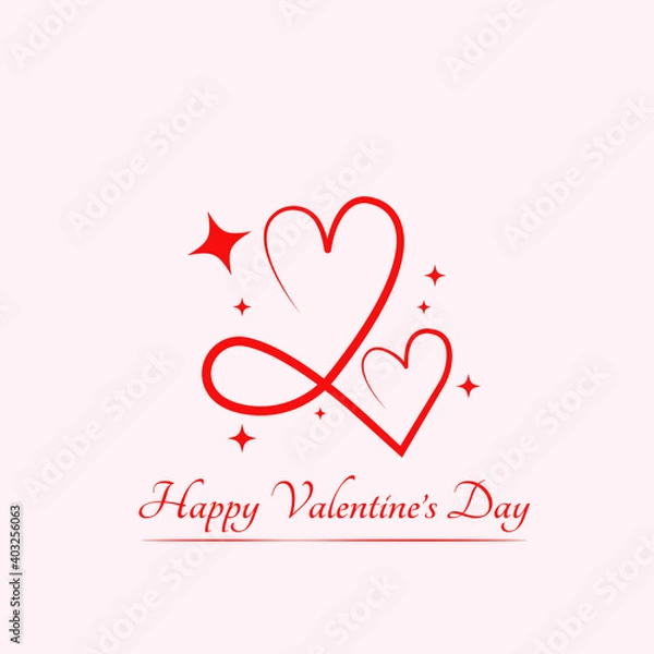 Obraz minimal line heart with sparkling shape and text for valentine's day