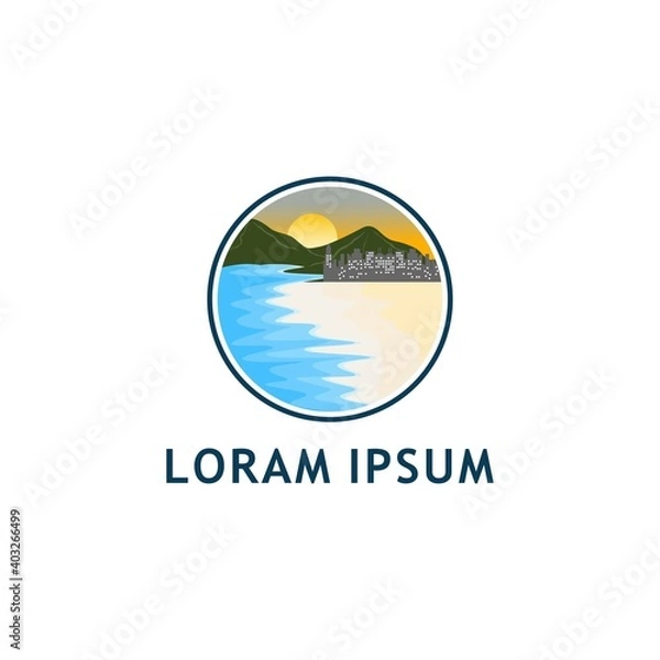 Obraz mountain city Shore sunset logo design 