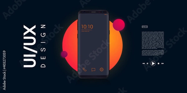 Obraz UI or UX design concept, conceptual illustration of smartphone, mobile app or website with multiple option in retro effect background- Vector Illustration.