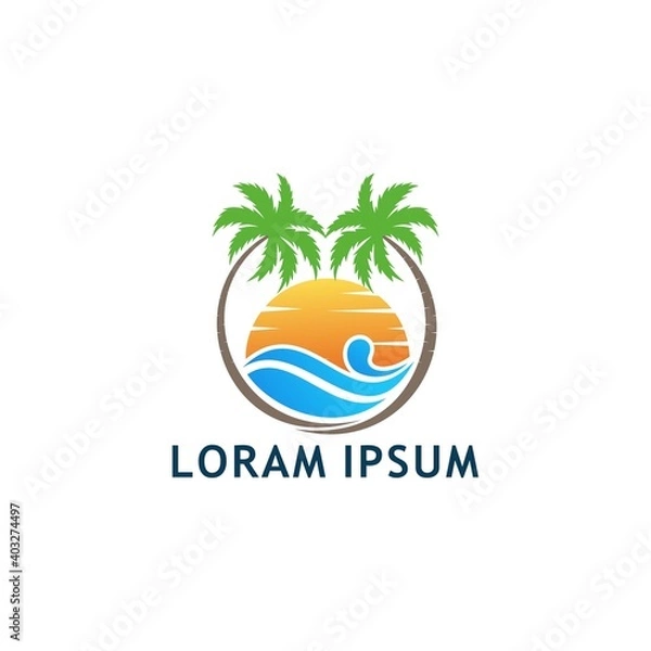 Obraz Sunset design logo with palm tree