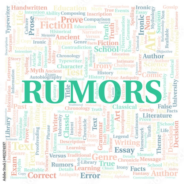 Fototapeta Rumors typography word cloud create with the text only