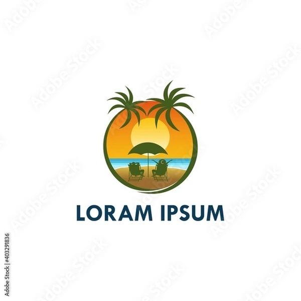 Obraz Beach sunset logo design vector