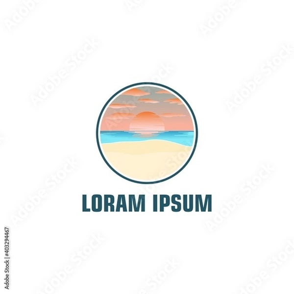 Obraz Beach sunset logo design vector