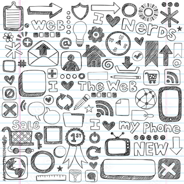 Obraz Web Doodles Sketchy Icon Design Elements Vector Set