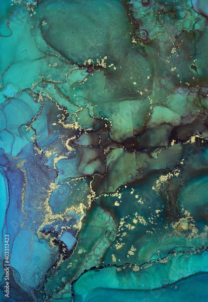 Fototapeta Alcohol ink art.Mixing liquid paints. Modern, abstract colorful background, wallpaper. Marble texture.Translucent colors