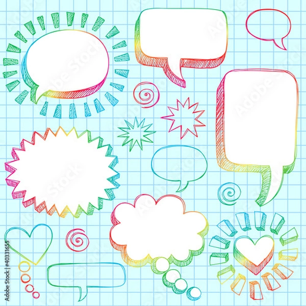 Obraz Sketchy Doodle Speech Bubble Frames Vector Illustration