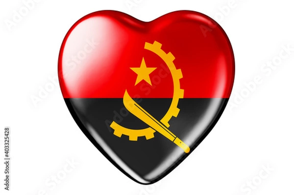 Fototapeta Heart with Angolan flag, 3D rendering