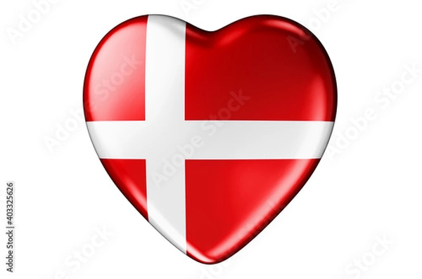 Obraz Heart with Danish flag, 3D rendering