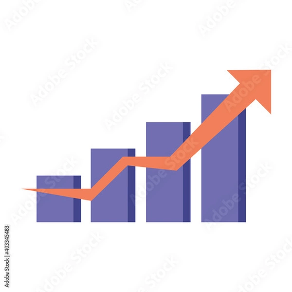 Fototapeta infographic increase arrow on bars chart vector design