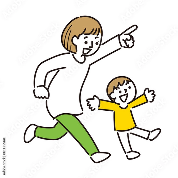 Obraz 目標に向かって駆け出す母と子