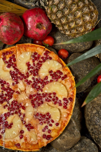 Obraz pomegranate and pineapple pizza