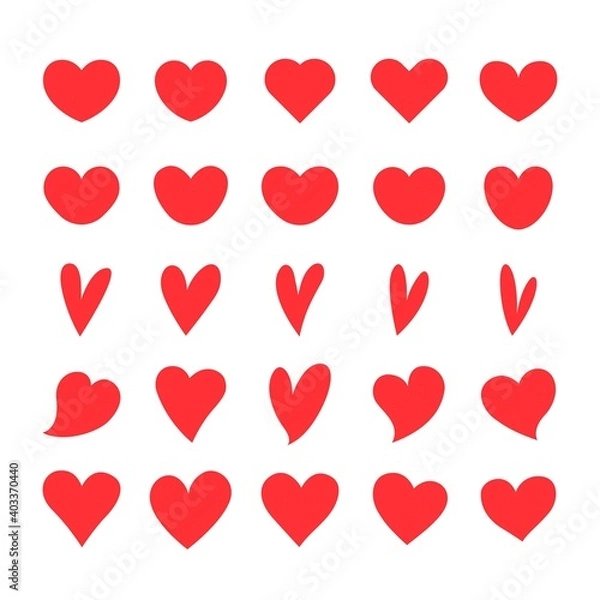 Fototapeta set of heart or love icons. glyph valentine symbol. wedding ornament