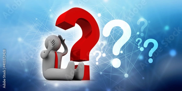 Obraz 3d illustration Question Mark. 3D. 3d small people - complicated question mark