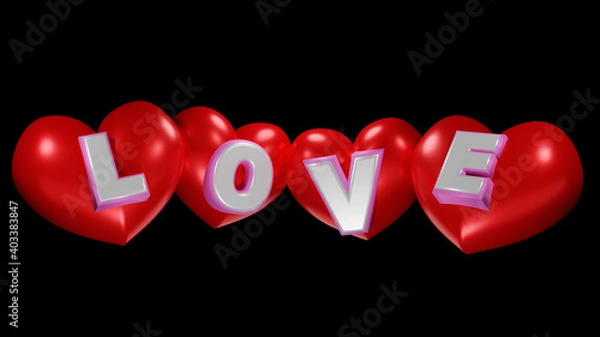 Fototapeta Love heart abstract isolate background 3D render