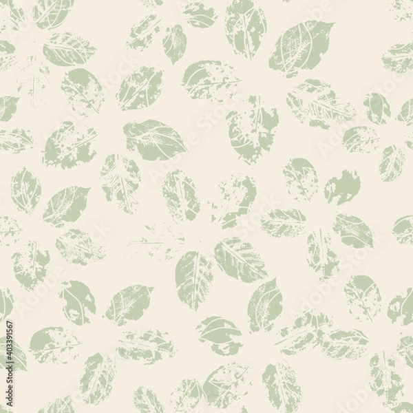Fototapeta Vector seamless pattern with leaves. Simple stamped leaves