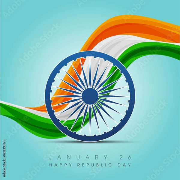 Obraz Happy Indian Republic day celebration poster or banner background. Vector illustration.