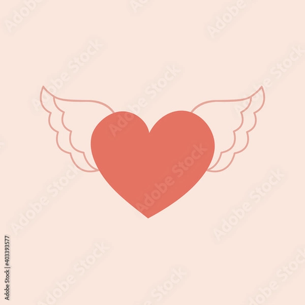Obraz Heart with wings vector icon