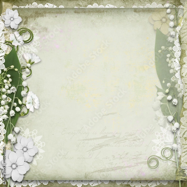 Obraz Vintage background with  white spring flowers