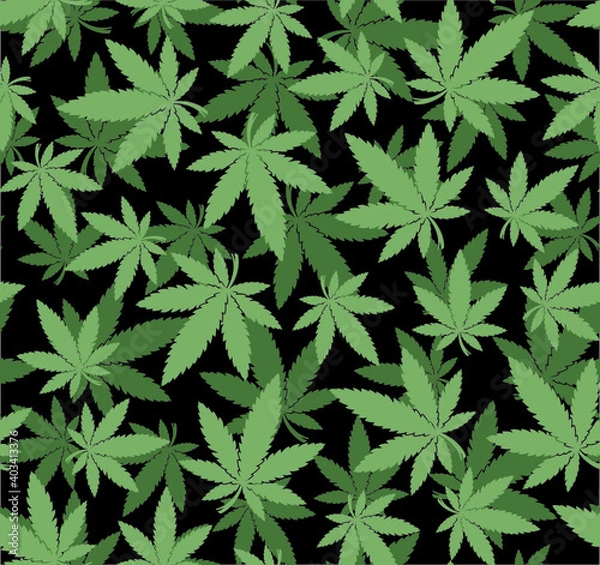 Obraz Ganja Weed Hemp Seamless Vector Pattern