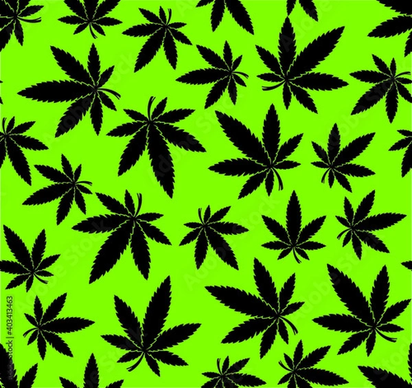 Obraz Ganja Weed Hemp Seamless Vector Pattern
