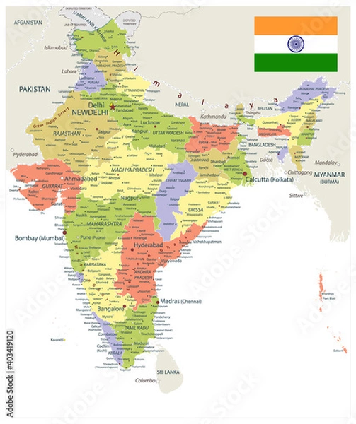 Obraz India Administrative Map