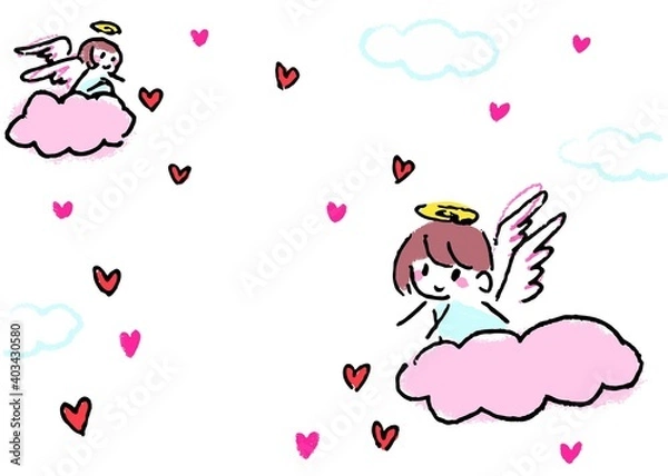 Obraz Angels Throwing hearts into the sky