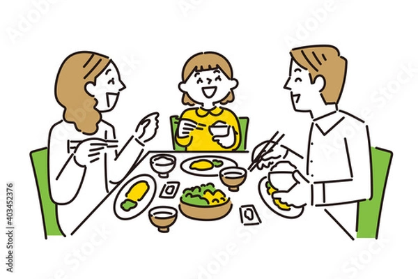 Obraz みんなでご飯を食べる家族