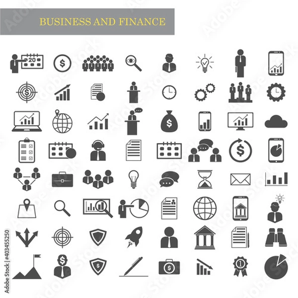 Fototapeta Set of business icons drawn in flat style