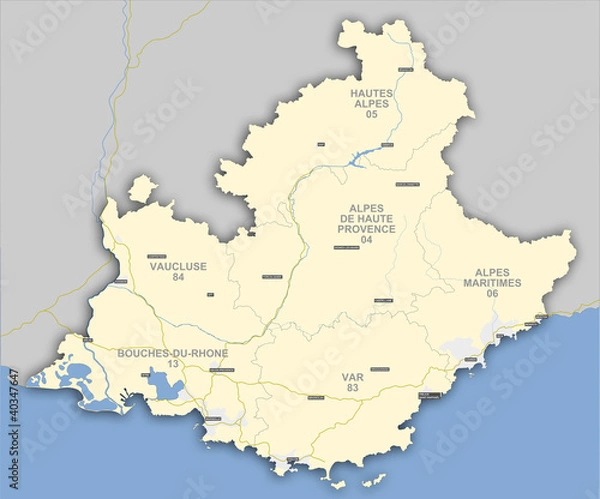 Obraz Carte de la région PACA