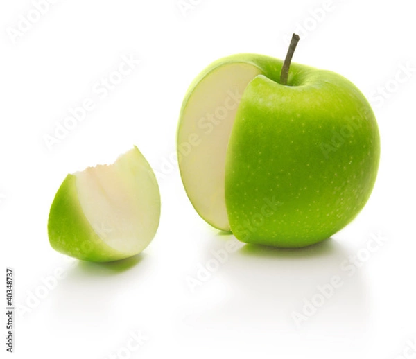 Obraz green apple and slice