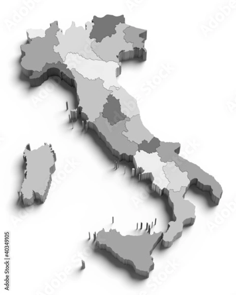 Obraz 3d Italy grey map on white