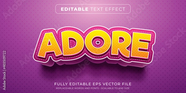 Fototapeta Editable text effect in cute cartoon text style